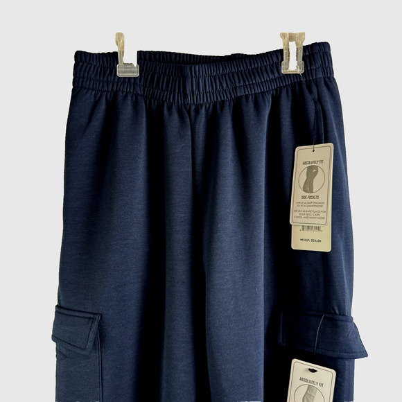 VOGO Track Pants Mens Medium Navy Blue Pockets Jogger Absolutely Fit Activewear - Picture 7 of 8